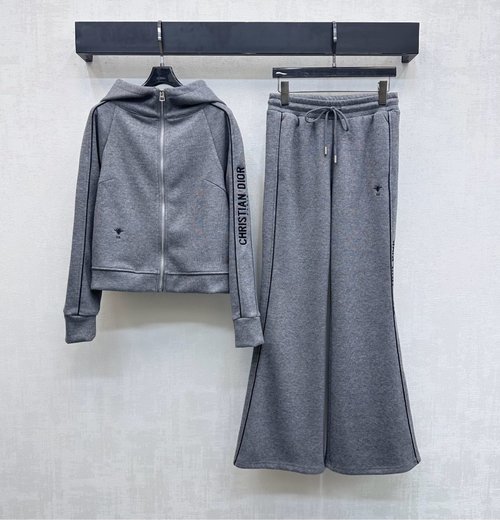 Dior Hooded Jacket and Straight-leg Pants Set with Bee Logo