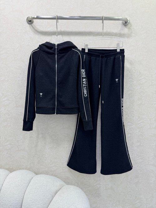 Dior Casual Sports Suit with Wool Fabric and Embroidery