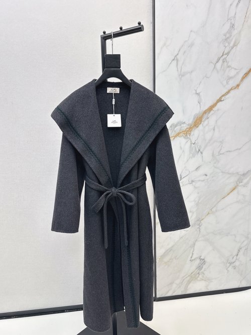 Hermes High - IQ Collar Handmade Stylish Wool Camel Hair Overcoat