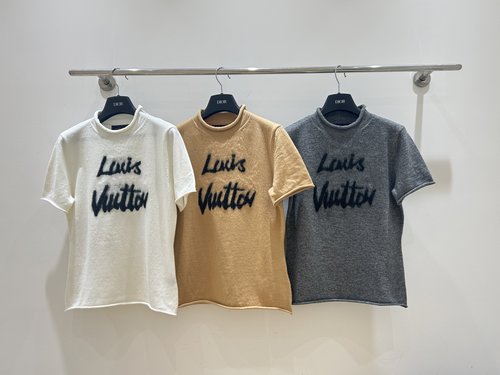 Louis Vuitton Half-High Collar Embroidered Monogram Knit Short-Sleeve