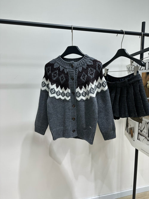 Prada Fair Isle Wool-Cashmere Blend Cardigan, Retro Versatile