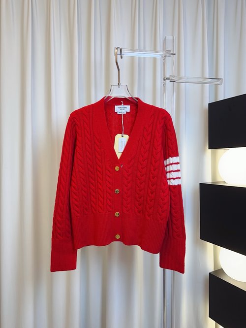 Thom Browne Four-Bar Twisted Wool Cardigan, Exquisite Craftsmanship