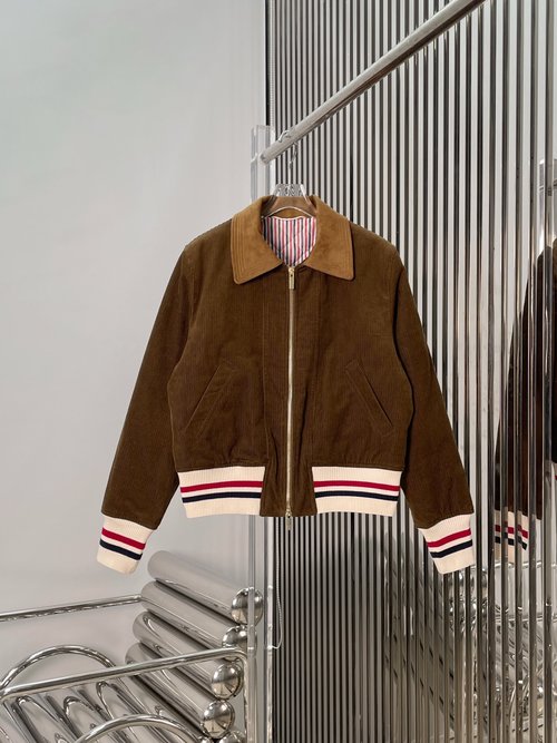 Thom Browne Quality TB Design: Melange Corduroy Cotton Outerwear
