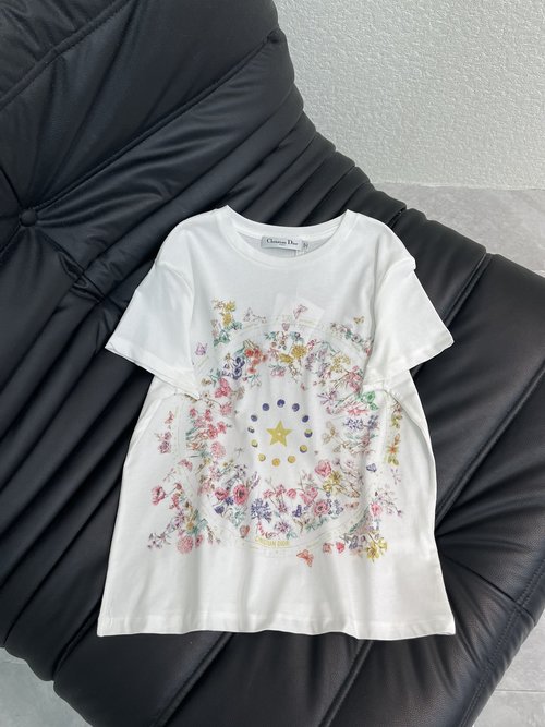 Dior Exquisite Starflower Print High-End T-Shirt