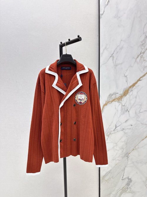 Louis Vuitton Contemporary Color-Blocked Knitted Coat with Sail Badge