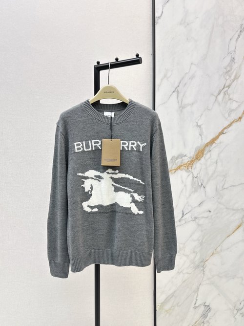 Burberry Classic Horse Logo Round Neck Sweater, Comfortable and Timeless