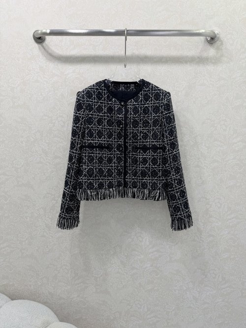 Dior Customized Woolen Dress Coat with Vine Pattern and CD Buttons