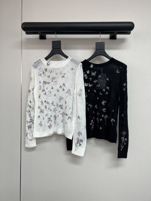 Dior Gorgeous Floral and Butterfly Embroidery Sweater