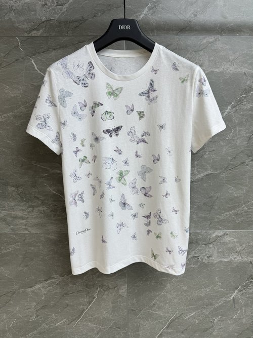 Dior Butterfly Print T-shirt with Logo, New Arrival