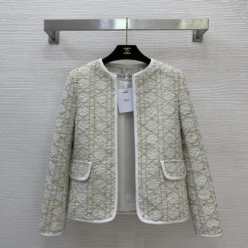 Dior Custom High-end Textured Checkered Long Sleeve Jacket