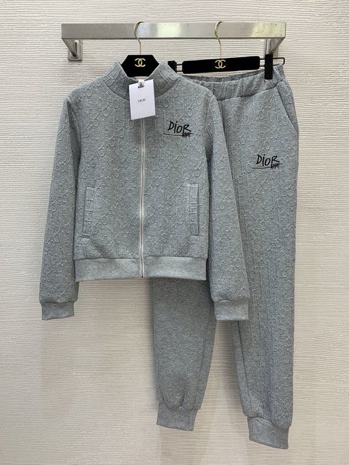 Dior Classic Monogram Logo Embroidered Sports Suit