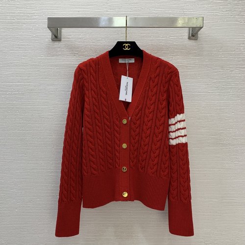 Thom Browne Knit Open Cardigan with Classic Sleeve Badge
