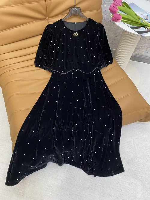 Dior Velvet Dress with Pearl Embellishments, Black