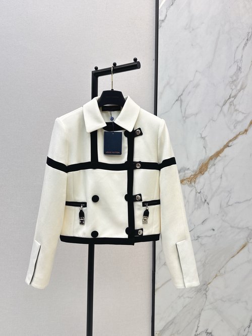 Louis Vuitton Early Spring Color-Blocking Collar Jacket, Elegant and Soft