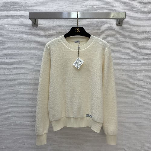 Loewe Apricot and Navy Knitted Sweater with Logo