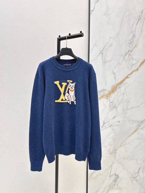 Louis Vuitton Fashionable and Slim Limited Series Shiba Inu Jacquard Sweater