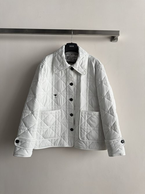 Dior Premium Quilted Cotton Coat with Lined Pattern