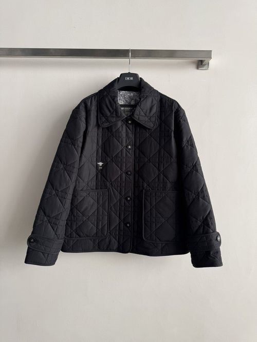 Dior Premium Quilted Cotton Coat with Lined Pattern