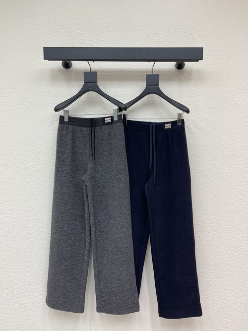 Miu Miu Drawstring Wide-Leg Wool Blend Pants