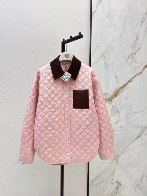 Loewe Corduroy-collared Diamond-quilted Cotton Coat