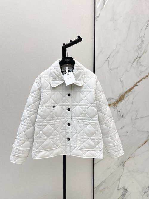 Dior Vine-checked Cotton Coat with Bee Logo