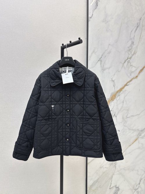 Dior Vine-checked Cotton Coat with Bee Logo
