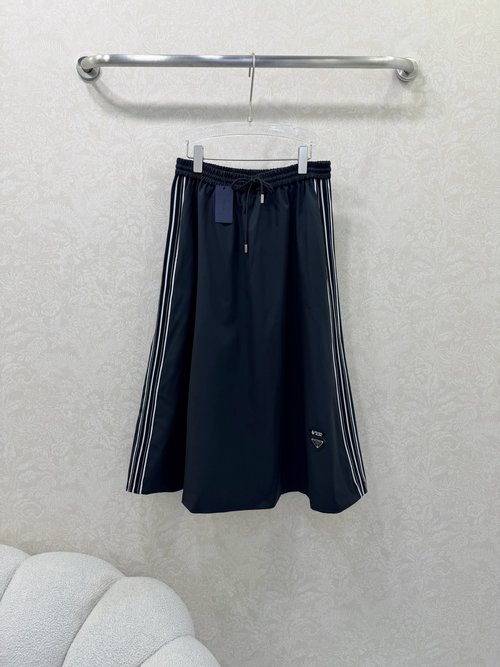 Prada Waist Drawstring Skirt with Custom Leather and Stripe