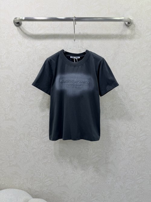 Alexander Wang Cotton Short Sleeve T-Shirt with 3D Tie-Dye Logo