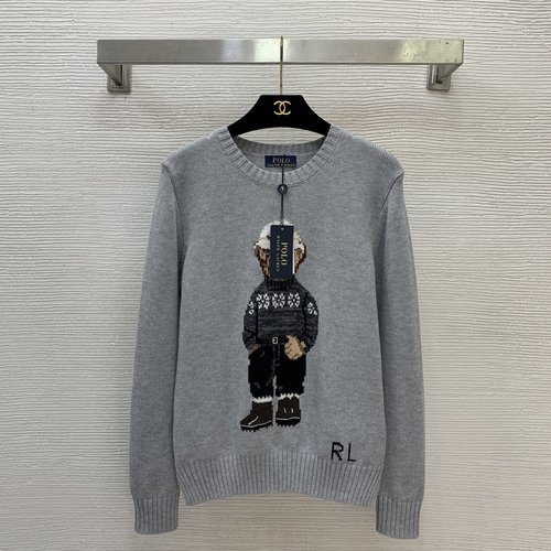 Polo Ralph Lauren Fair Isle Knit Top with Hat-Wearing Bear Logo