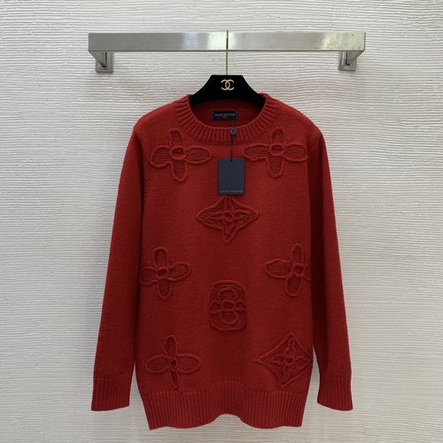 Louis Vuitton Relaxed Four-leaf Flower Embellished Knit Sweater