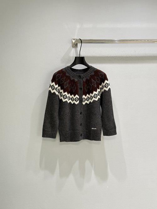 Prada Fair Isle Open Front Sweater with Nordic Patterns