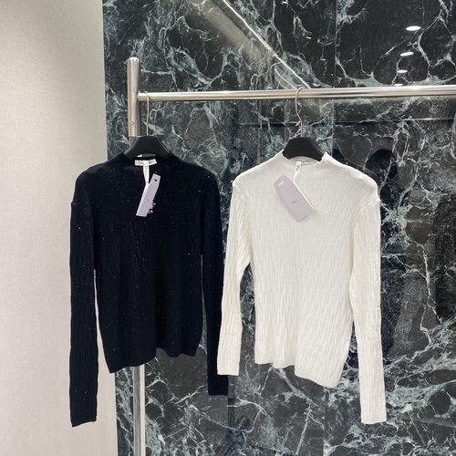 Dior Sequined Underwear Knit Shirt with Bee Embroidery, Fashionable and Elegant