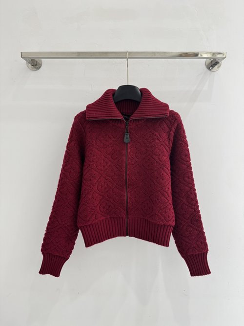 Louis Vuitton Fleece-Trimmed V-Neck Knit Cardigan