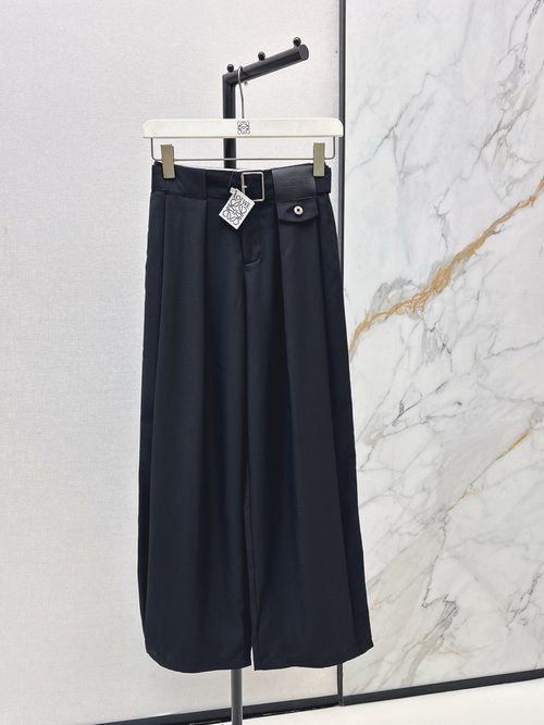 Loewe High-Class Stylish Double-Pleated Tailored Straight-Leg Trousers