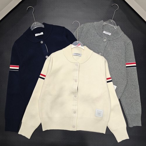 Thom Browne Wool Stand-collar Long-sleeve Cardigan