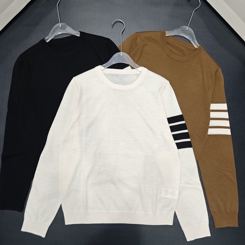 Thom Browne Wool Four-stripe Round-neck Long-sleeve Top