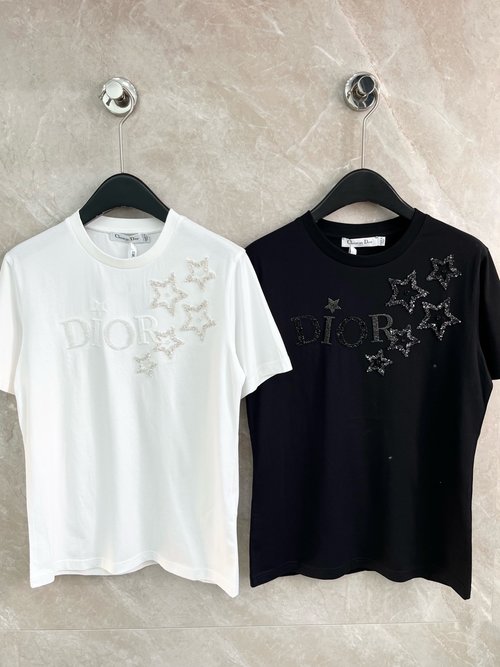 Dior Exquisite Loose-fit Sequined Short-sleeved T-shirt Suitable for All Outfits