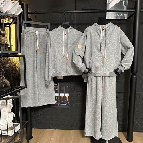 Louis Vuitton Leather Hoodie and Straight Pants Set Featuring Brand Logo