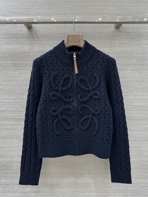 Loewe Elegant Knit Coat with 3D Logo, Classic and Enduring