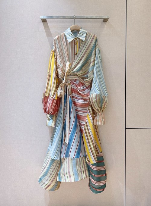 Zimmermann Silk-Linen Blend Buttoned Dress with Classic Collar