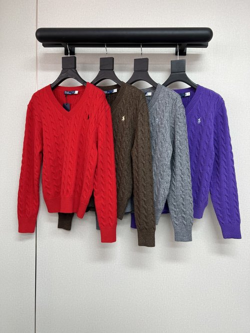 Polo Ralph Lauren Classic V-Neck Cable Knit Sweater, Relaxed Fit, Various Colors