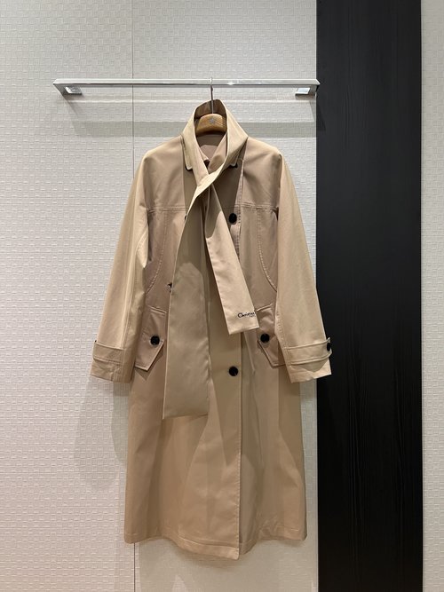 Dior Scarf Decorated Two-piece Double-breasted Trench Coat