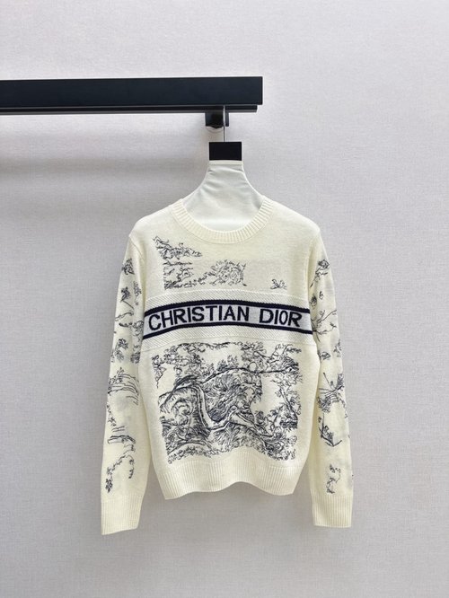 Dior Color - Blocked Embroidered Soft Knit Pullover