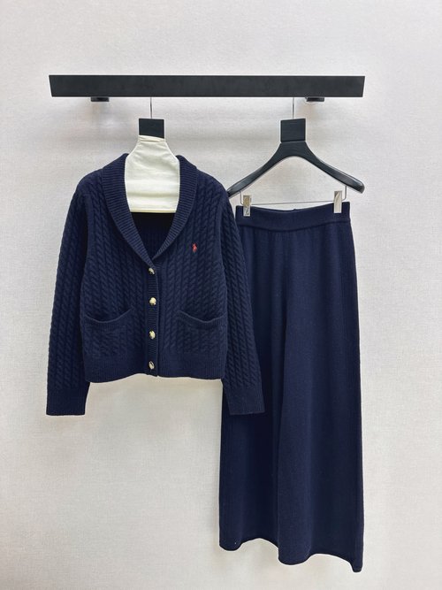 Polo Ralph Lauren Knit Suit with V-Neck Cardigan and Straight-Leg Trousers
