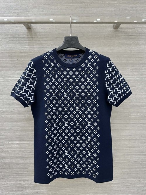 Louis Vuitton Four-Leaf Clover Jacquard Knit Short-Sleeved Top