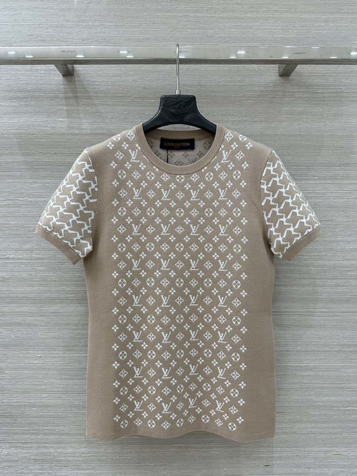 Louis Vuitton Four-Leaf Clover Jacquard Knit Short-Sleeved Top