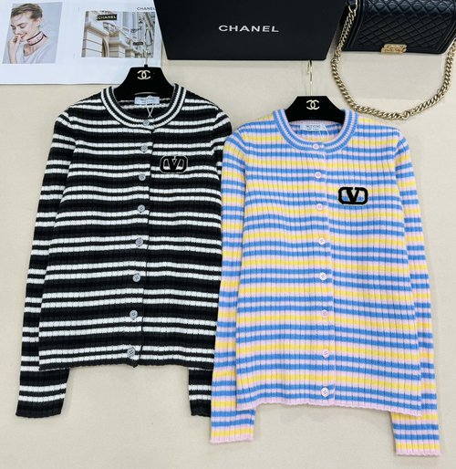 Valentino Soft and Elegant Knit Round-Neck Cardigan with 3D Logo