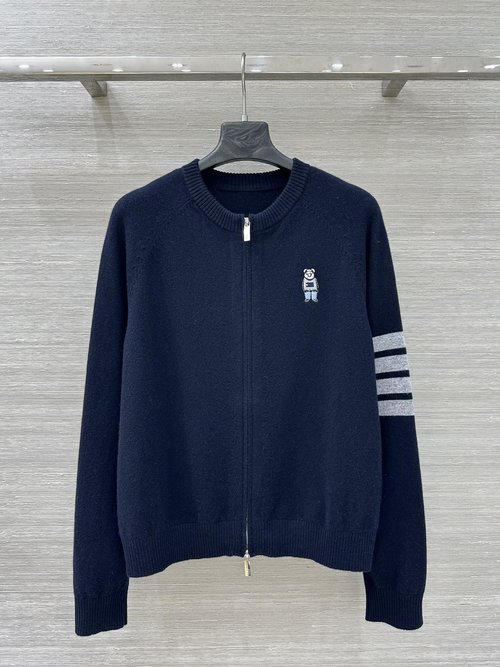 Thom Browne Premium Cashmere Cardigan with Koala Embroidery, Timeless Design