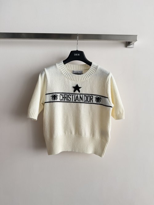 Dior Short-Sleeved Sweater with Classic Star Embellish