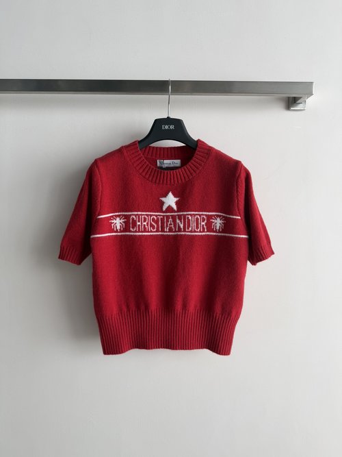 Dior Short-Sleeved Sweater with Classic Star Embellish